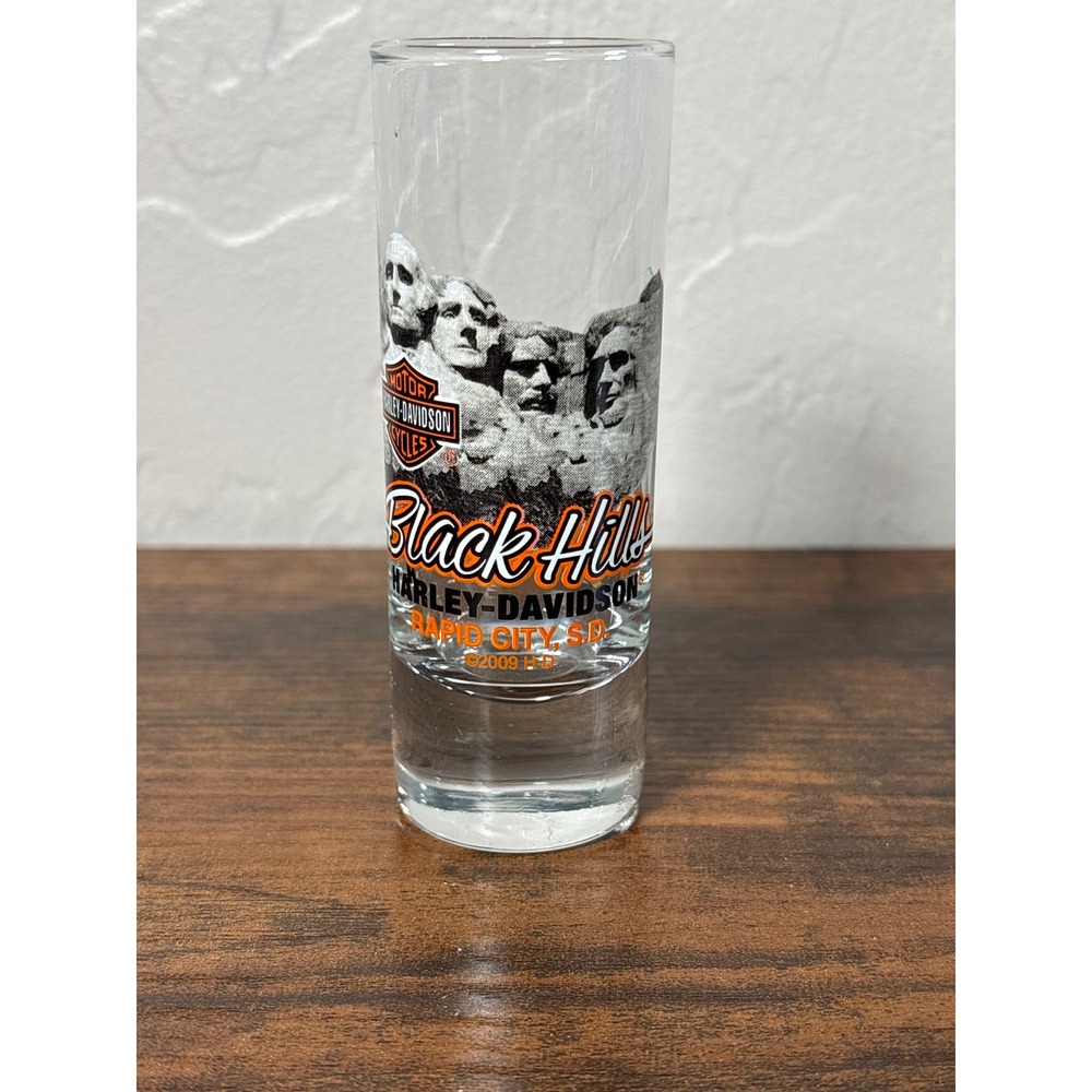 Harley-Davidson Black Hills Rapid City SD Mount Rushmore Shot Glass 2009 Shooter
